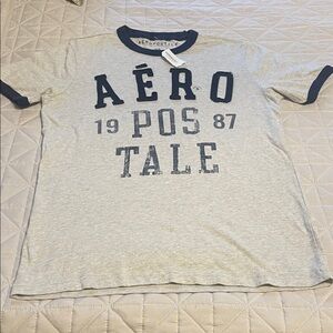 Aeropostale Heather Gray and Navy Tee